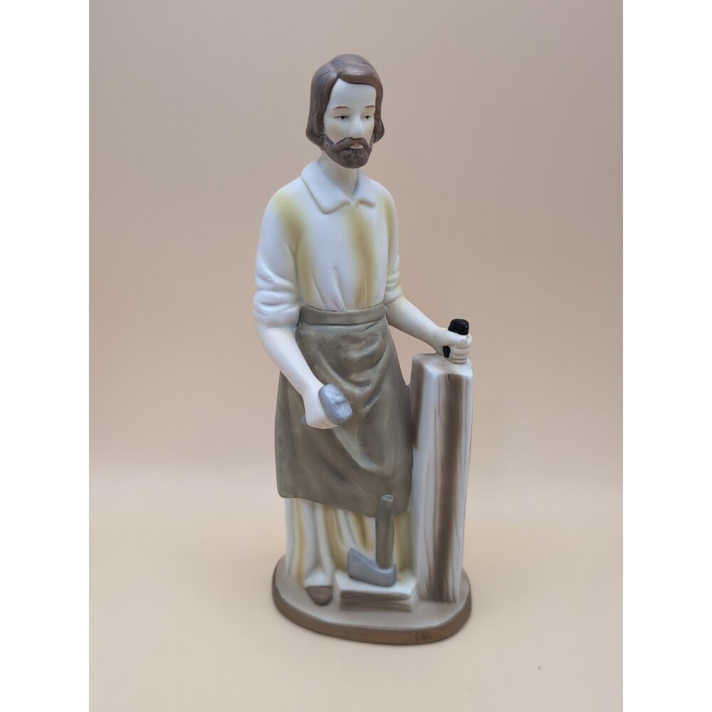 Vintage St. Joseph Worker Ceramic Figurine Thailand Religious Statue
